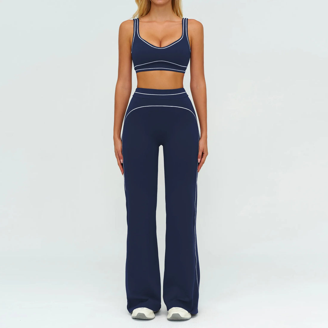 2PCS Yoga Set Gym Clothes Outdoor Sports Outfits Women Tracksuit Gym Fitness Suits Workout Long Sleeved Flared Pants Sportswear - ATFH