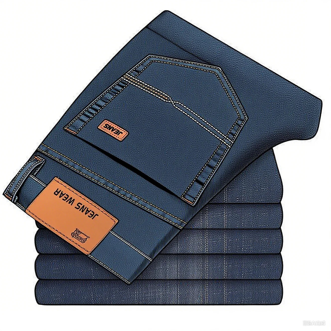 2025 men's fashion business jeans classic style casual elastic slim fit jeans men's denim pants black blue ATFH