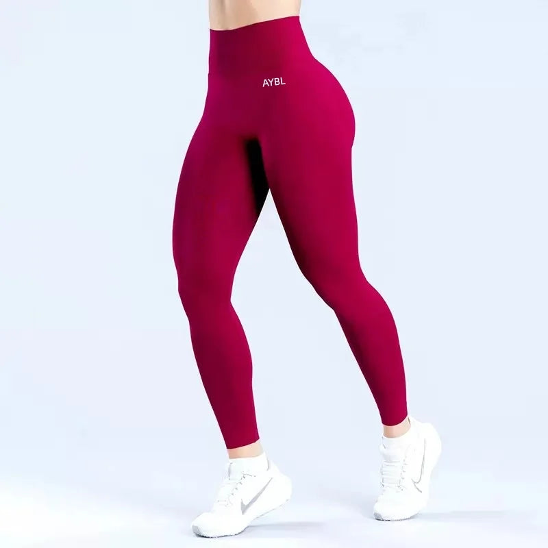 New Gym Leggings Women Seamless Yoga Pants High Waist Low Ribbed Band Fitness Leggings Fitness Sweat Wicking Workout Tights - ATFH