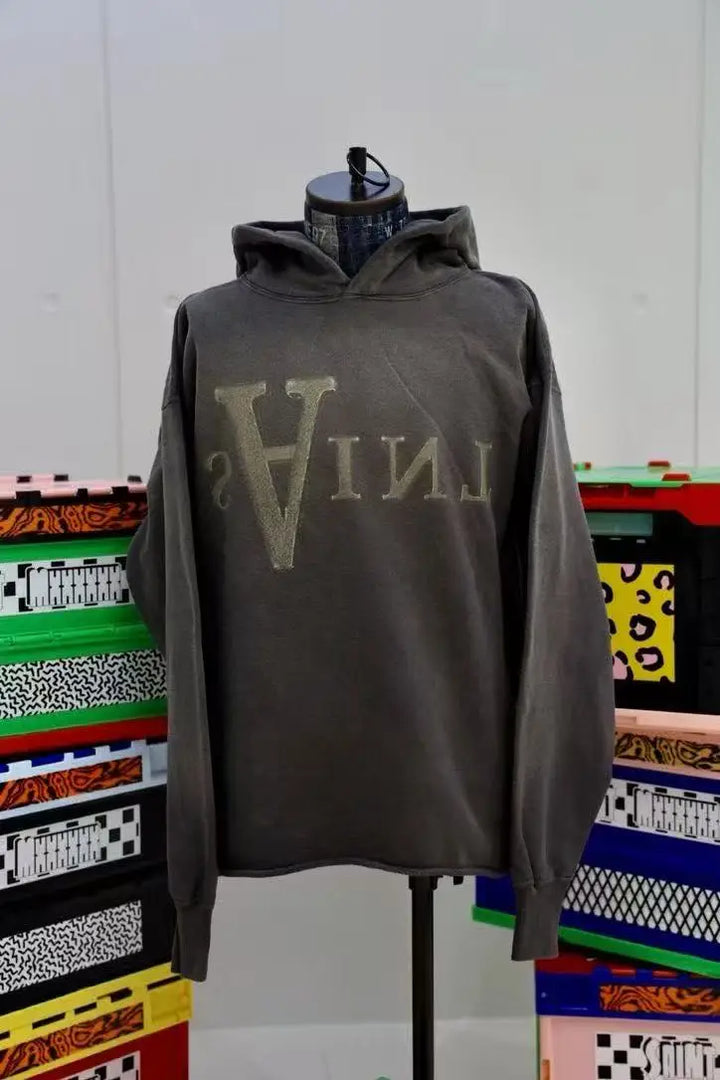 men angel prints retro distressed sweatshirt hoodie - ATFH