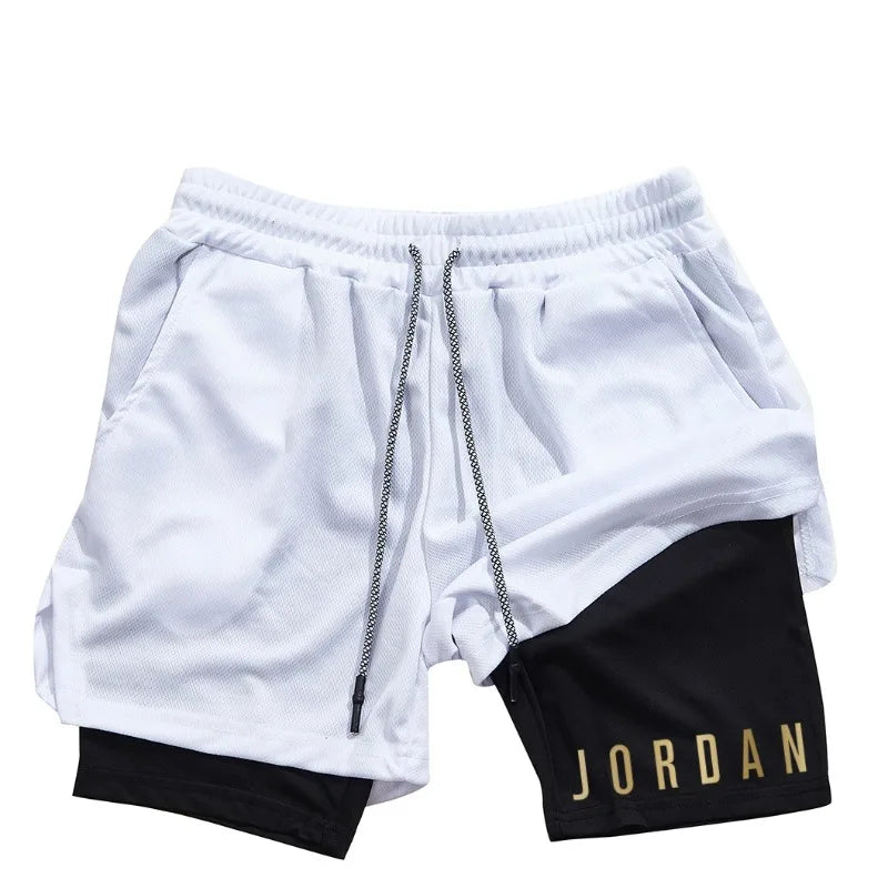 Men's double-layer sports shorts, sports shorts suitable for both running and training.