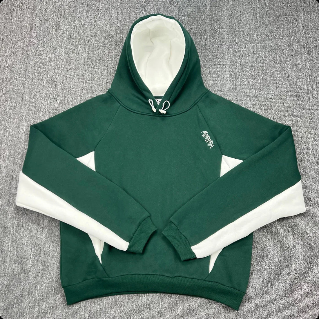 Mertra Patchwork Embroidery Fleece High Street Loose Autumn-Winter Men's and Women's Couple Sleeve Hooded Sweatshirt - ATFH