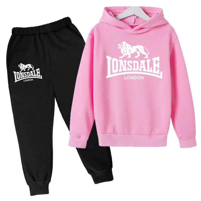 Kids Fashion Hoodie Boys Lion Print Tracksuit Girls Toddler Coat 3-12Y Top+pants 2P Clothing Charming Casual Sports Jogging Set - ATFH