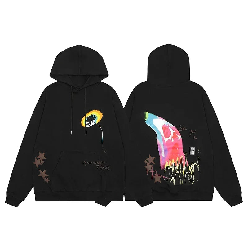 Winter Brown Fleece Utopia Jackets High Quality Vinatge Print Zipper Hoodie Hiphop Street Cactus Jack Hoodys Men Women Cleanfit - ATFH