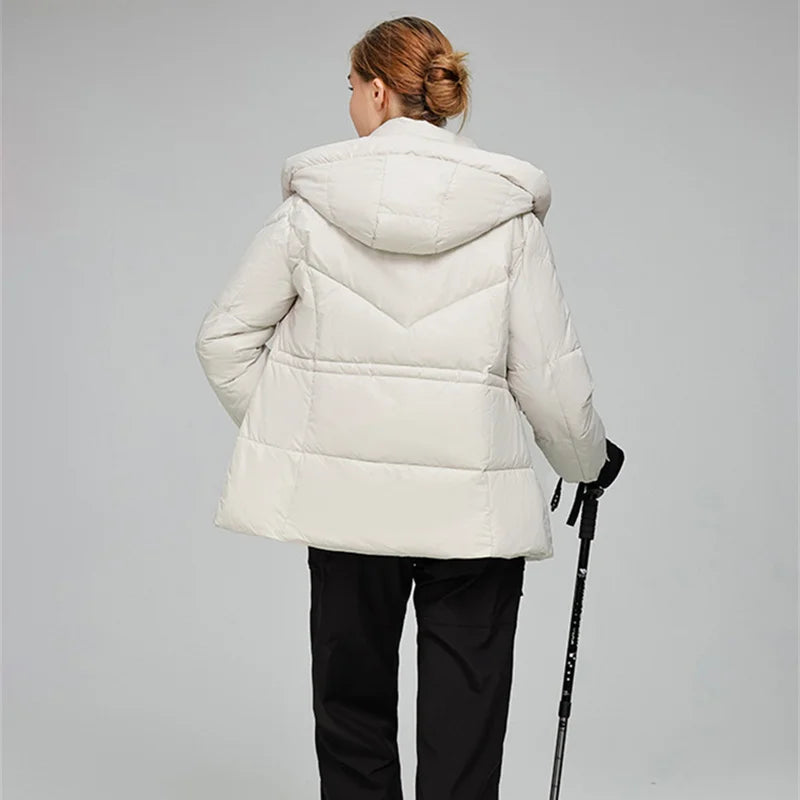 2025 Outdoor Sports Women's Winter Cotton-padded Jacket Hooded Parkas Windproof Coats Thicken Warm Slim Outerwear Casual Coats ATFH
