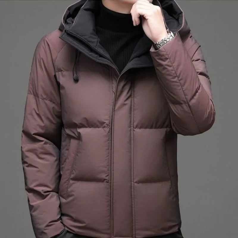 2023 New Men Down Jacket Winter Coat Short Thicken Warm Remove The Cap Parkas Loose Simple Outwear Hooded Leisure Overcoat
