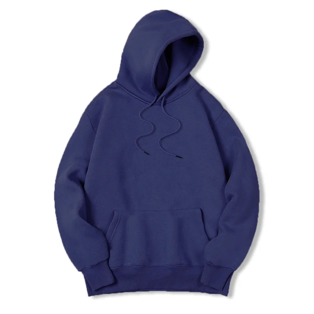 2025 Men's Solid Color Hooded Sweaters Men's Warm Wool Sweater Fashionable Street Clothing Loose  Breathable Jersey Brand Hooded - ATFH