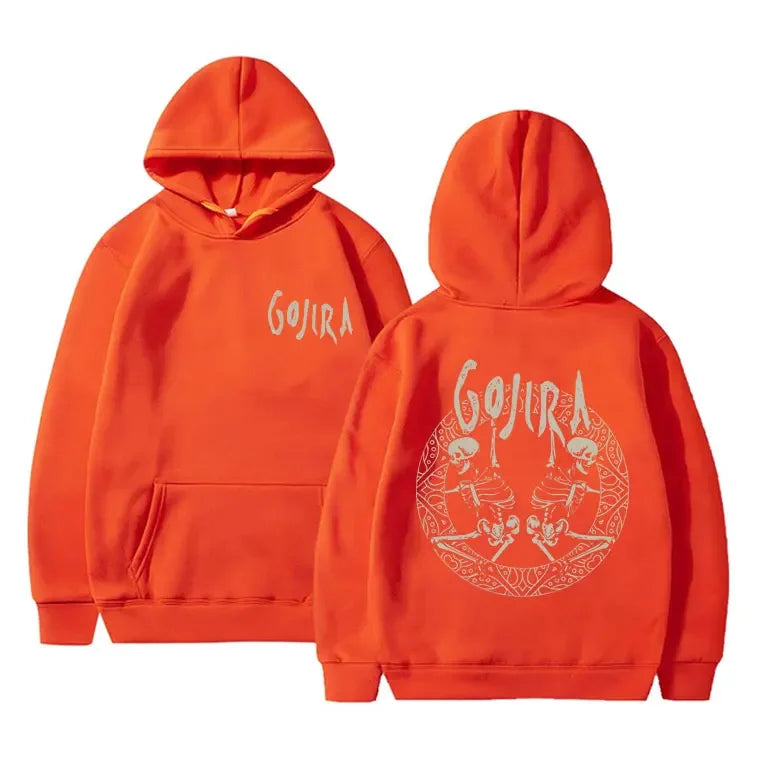 French Metal Band Gojira Skeleton Double Sided Graphic Hoodie Men Women Vintage Hooded Pullover Male Casual Oversized Hoodies