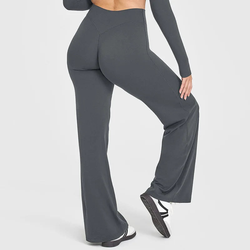 VEQKING Soft Active Women Yoga Pants Strait-leg Yoga Pilates Trousers Naked Feel Gym Fitness Peach Hip Outfits Loose Fit Bottoms ATFH