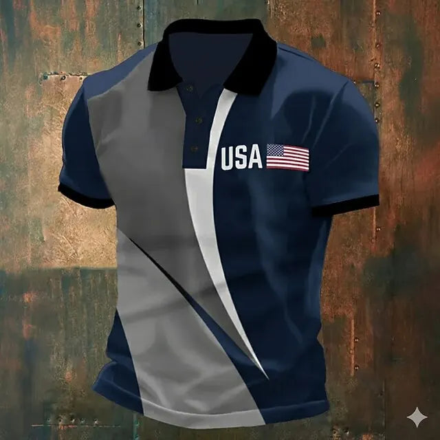 USA 250 Anniversary Men's Polo Short Sleeve Polo Shirts American US Flag Polo Shirts Casual Outfit Trendy Buttons Men Polo 2026