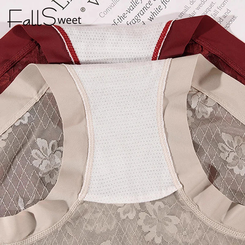 FallSweet 5PCS Ultra-Thin Lace Panties for Women Floral Mid-Rise Transparent Briefs Seamless Underpants Lingerie Calzones Mujer