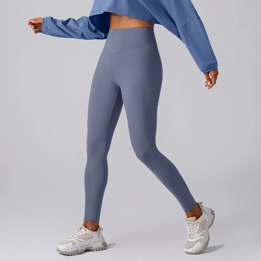 Elastic High Waist Leggings Women Solid Tights Push Up Butt Lift Fitness Yoga Pants Women's Fashion Skinnly Gym Sports Leggings - ATFH