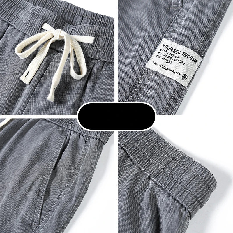Summer Soft Lyocell Fabric Men's Jeans Thin Loose Straight Pants Drawstring Elastic Waist Korea Casual Trousers Plus Size M-5XL ATFH