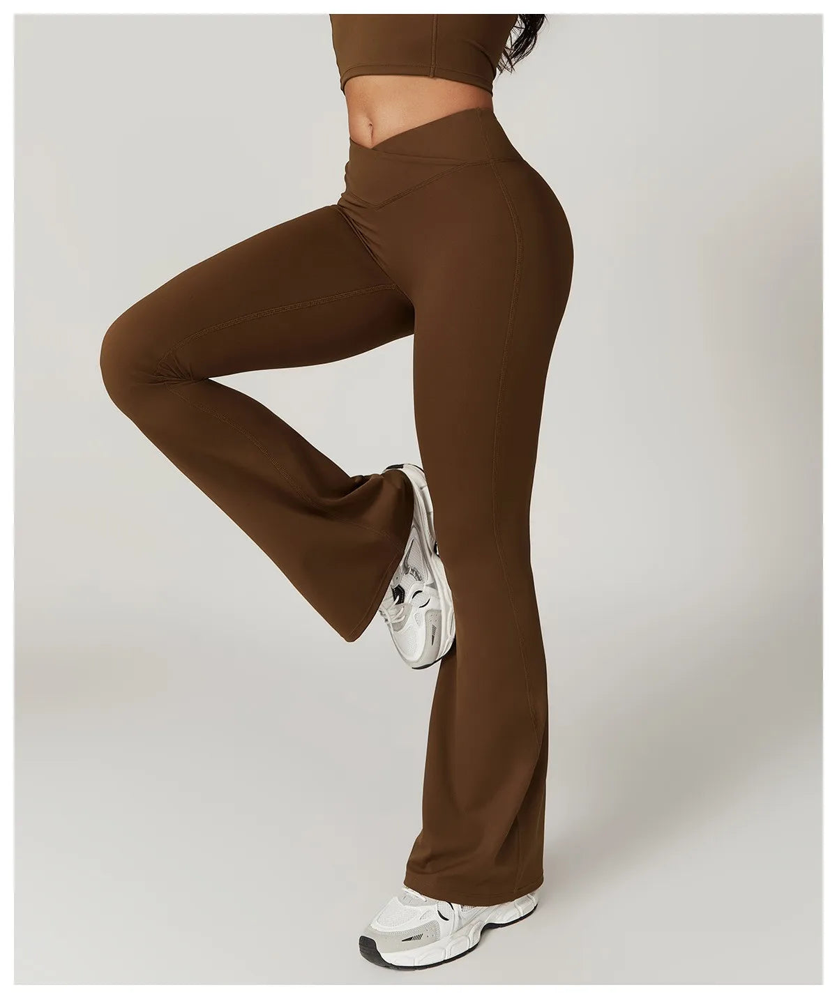 Crossover Flare Yoga Leggings for Women High Waist V Cross Bell Bottoms Tummy Control Yoga Pants Wide leg Fitness Leggings ATFH