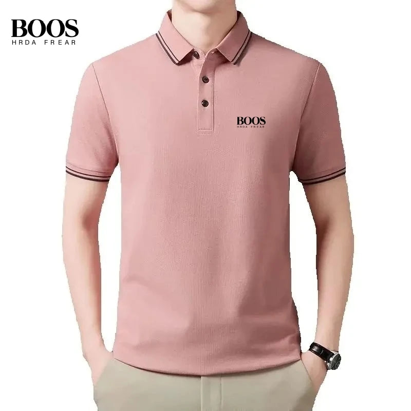 Summer men's high-quality embroidered logo short sleeved polo shirt, new fashionable and casual breathable T-shirt top
