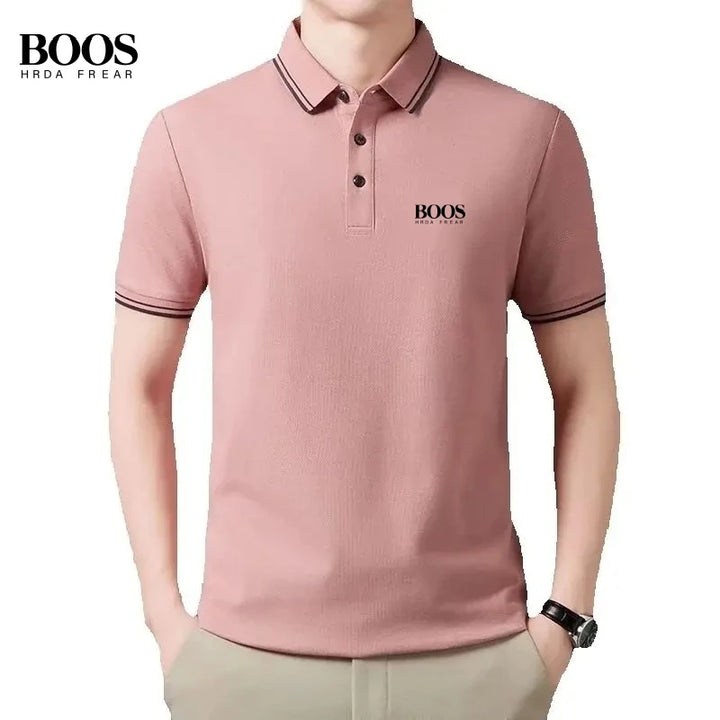 Summer men's high-quality embroidered logo short sleeved polo shirt, new fashionable and casual breathable T-shirt top