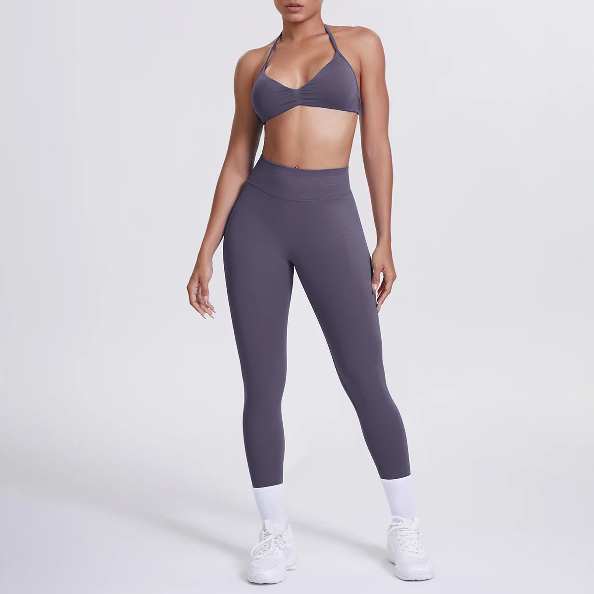 Women 2pcs Patchwork Sport Yoga Suit Training Sleeveless Sport Gym Tops Tummy Control Slimming Booty Leggings Yoga Suit Sports - ATFH
