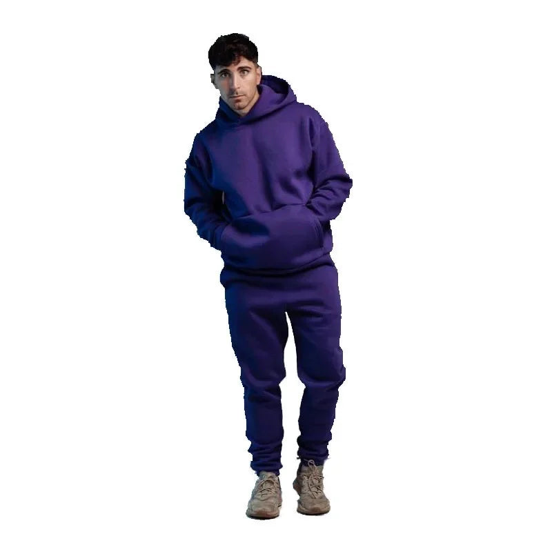 2026 new solid-color spring-autumn-winter sports hooded sweatshirt and pants set suitable for both men and women as a casual ATFH