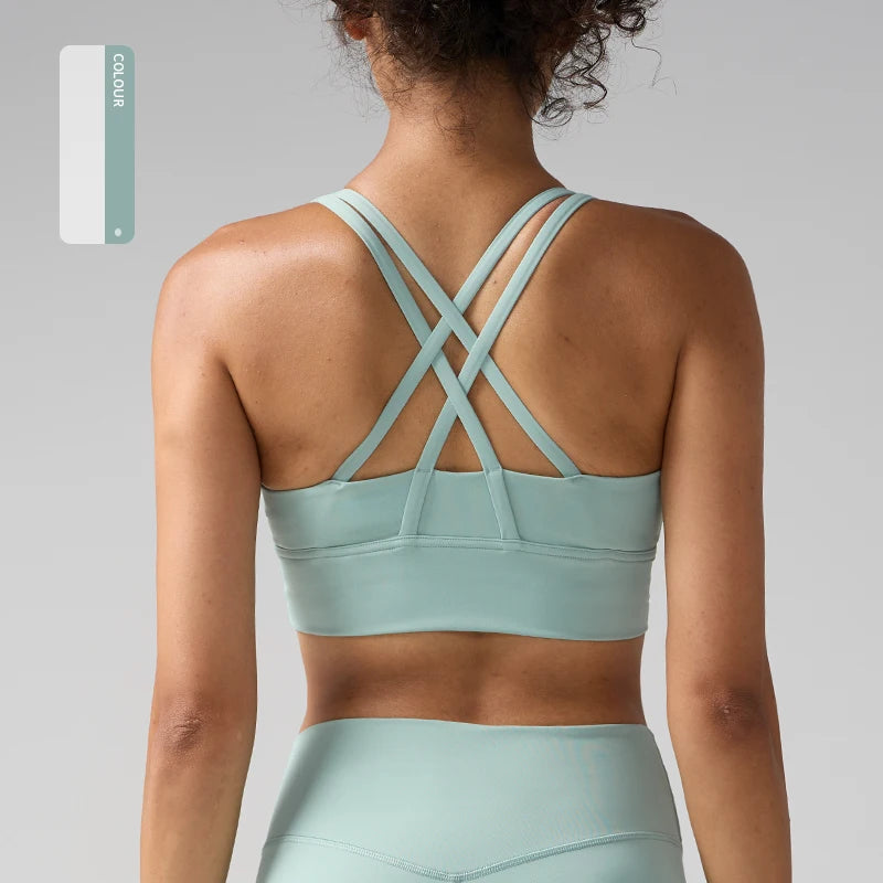 Solid Color Women Women Fitness Yoga Bras Race Back Sports Bras Nylon Top Women Bra Sexy Breathable Underwear For Women Gym - ATFH
