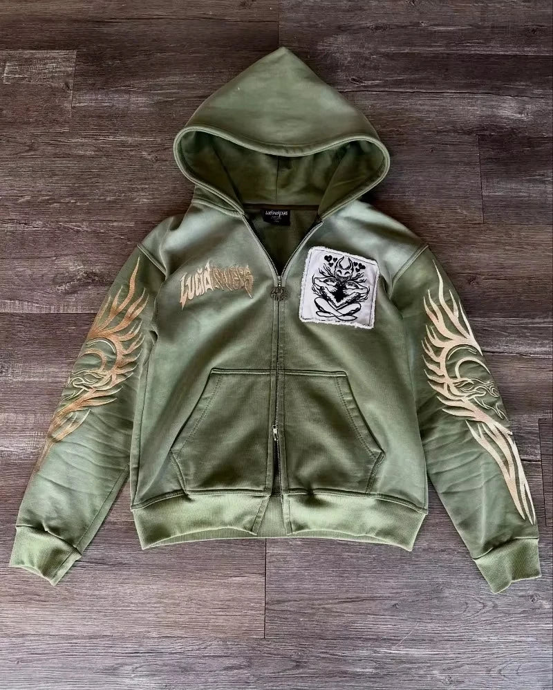 2025 American Fashion New Letter Embroidery Patch Super Sports Hoodie Women Y2K Gothic Hip Hop Popular Casual Joker Sweater Tops