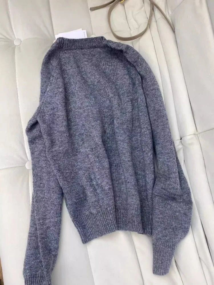 Paris Intarsia-Knit Sweater Pullover Gray Winter Clothes new Designer Fashion Pullovers Sweater streetwear winter women tops - ATFH