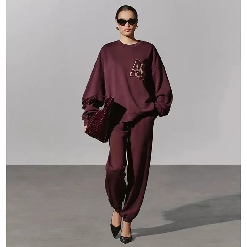 2025 Winter New North American Niche Classic Letter BING Printed Inner Fleece High Neck Loose Women's Sweatshirt - ATFH
