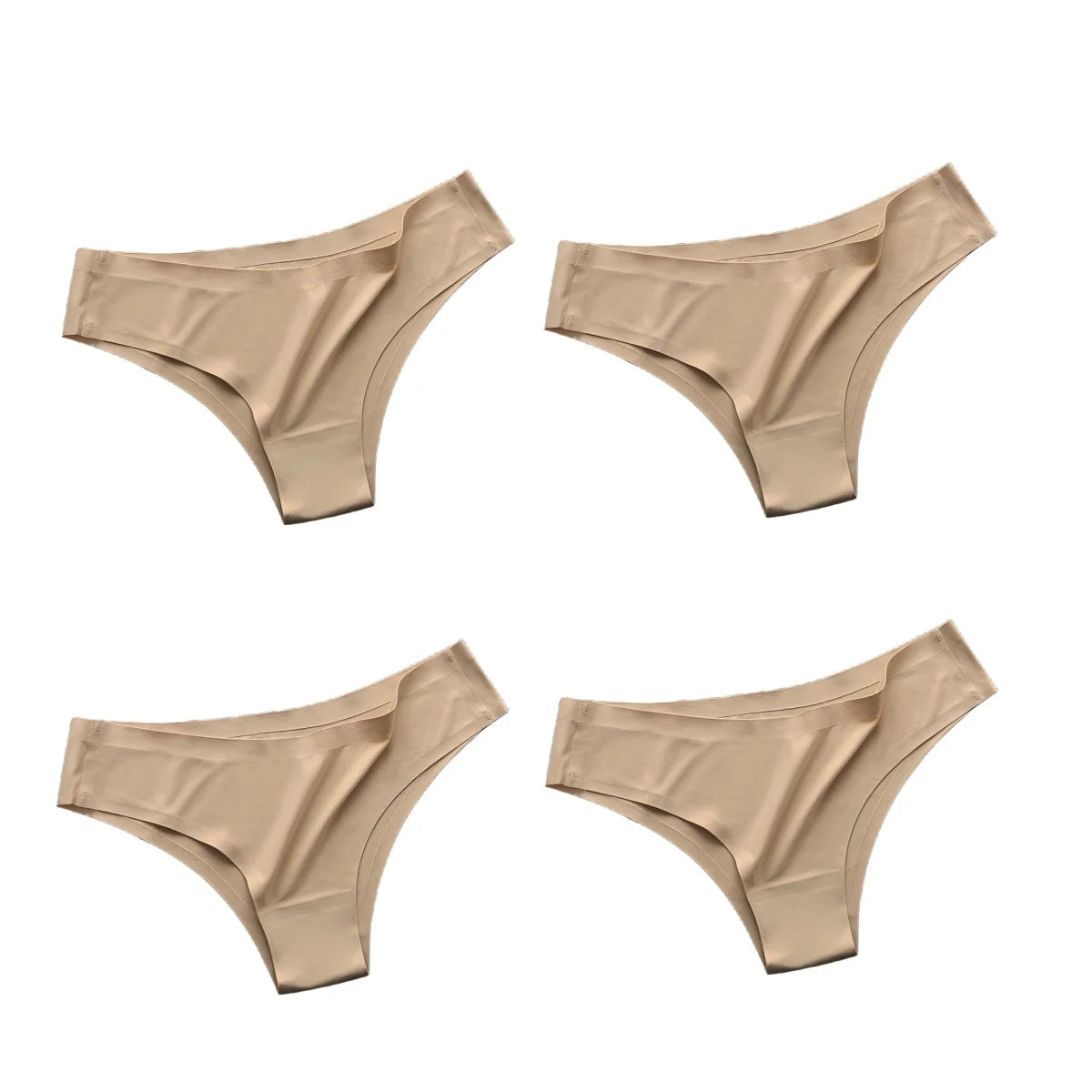 4Pcs/Set Women Ice Silk Panties Low Rise Briefs Soft Brazilian Panties Smooth Underwear Stretch Underpants Sexy Lingerie M-XL
