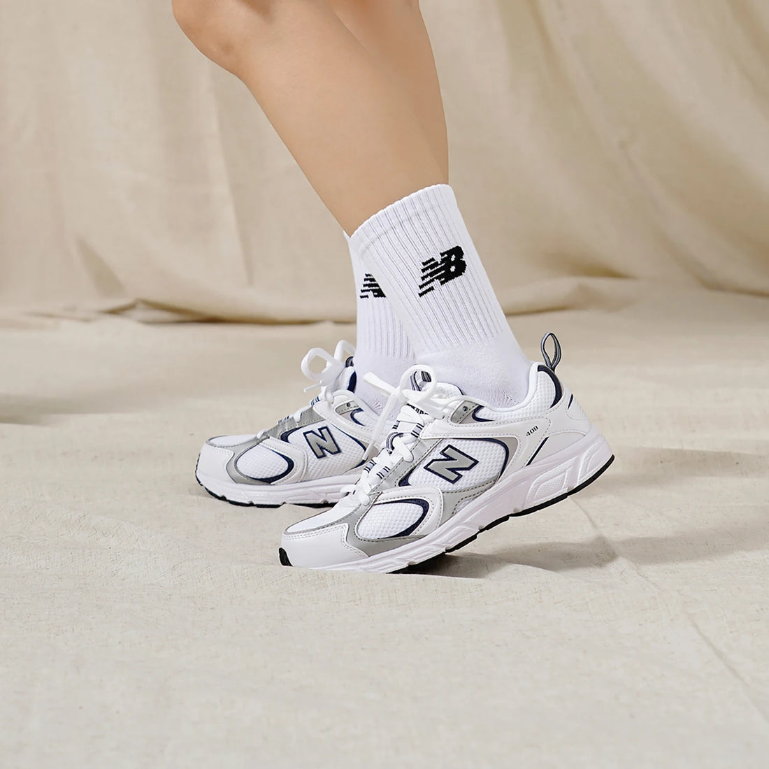 New Balance 408 Fabric Retro Sports Cushioning Abrasion Resistant Breathable Low top Casual Shoes Unisex White Gray ML408A