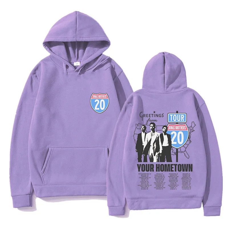 Jonas Brothers Greetings From Your Hometown Hoodies Men Women Oversized Sweatshirts Fashion Vintage Hooded Pullovers Streetwear - ATFH