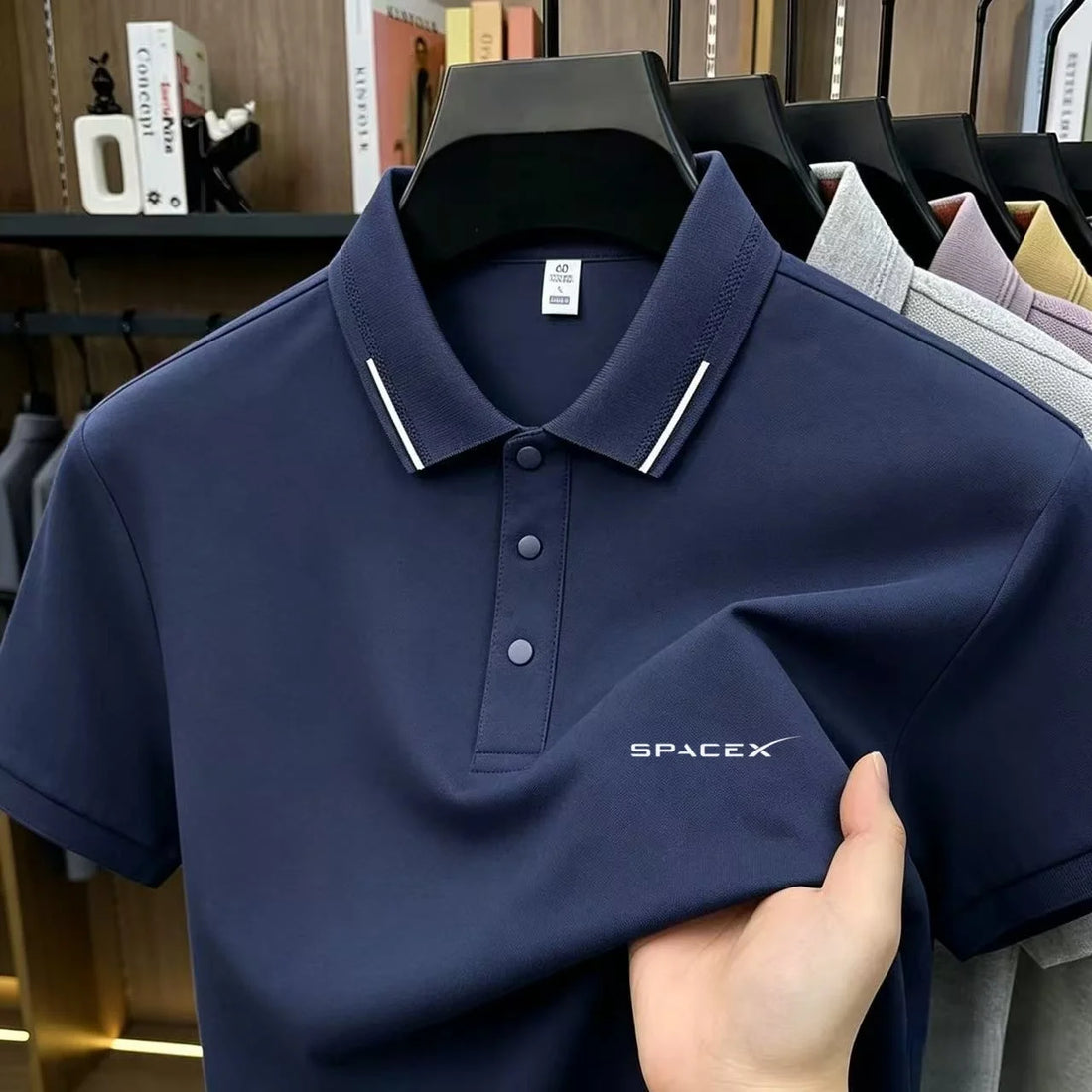 Men's new ice silk exquisite letter embroidery fashionable polo shirt summer business casual comfortable soft breathable top