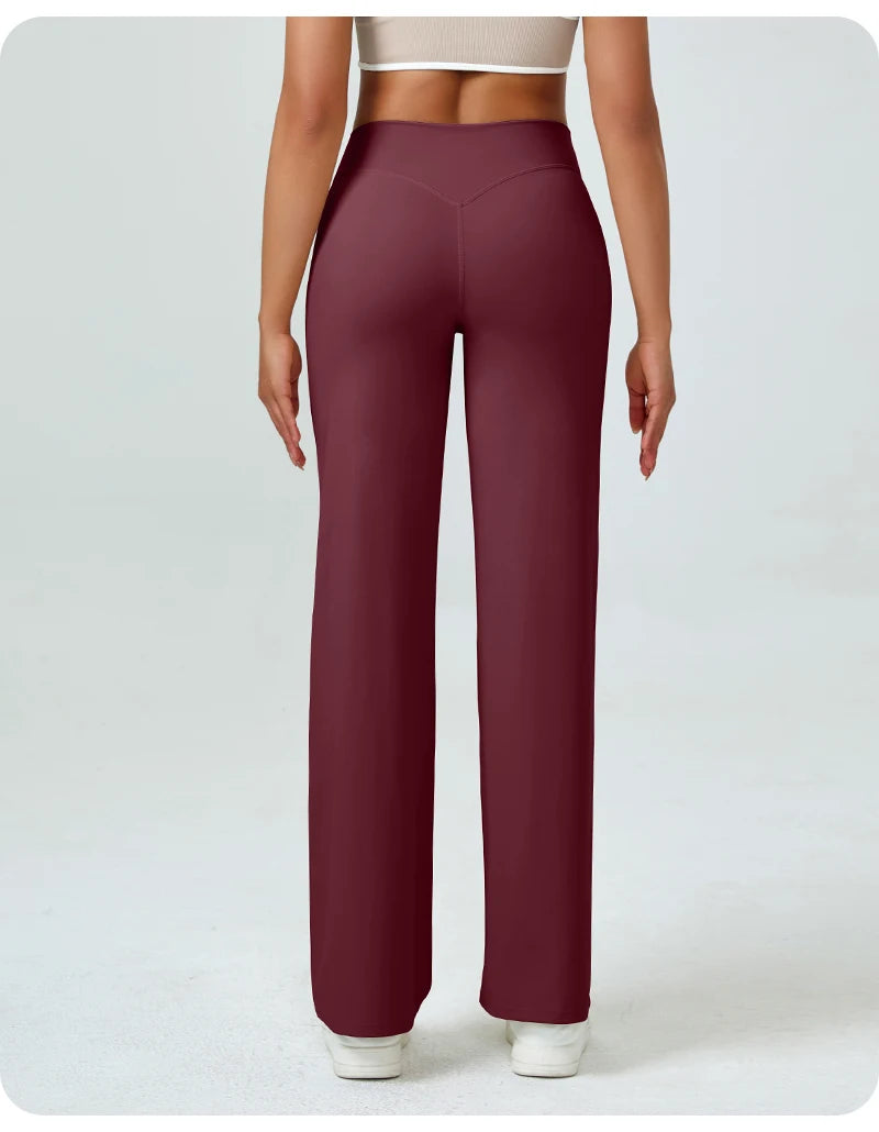 High Waisted Straight Leg Yoga Pants for Women, Naked Feeling Butt Lifting Loose Fit Workout Trousers, Slimming Gym Pants ATFH