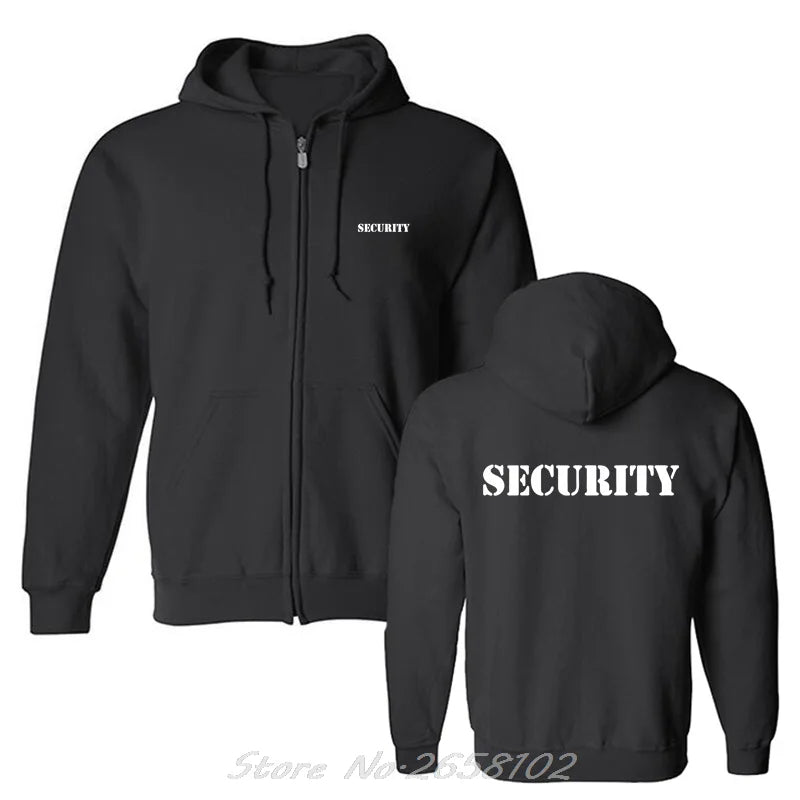 Security Men's Hoodie Event Staff Black Double Sided Men Fleece Hooded Jacket Sweatshirt Harajuku Streetwear - ATFH