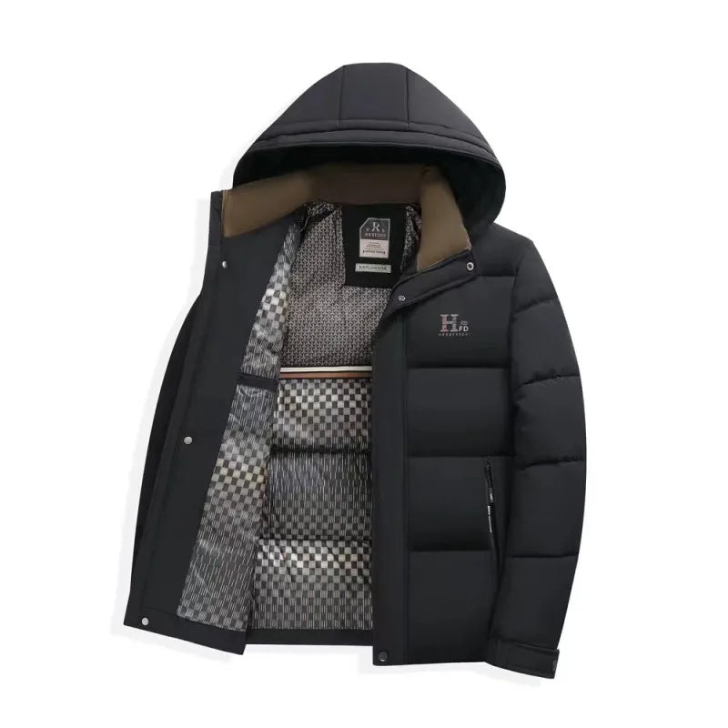 Winter Men New Thick Warm Hooded Coats Trendy Hooded Windproof Parkas Men's  Casual Cotton-Padded Jacket Bread Jackets
