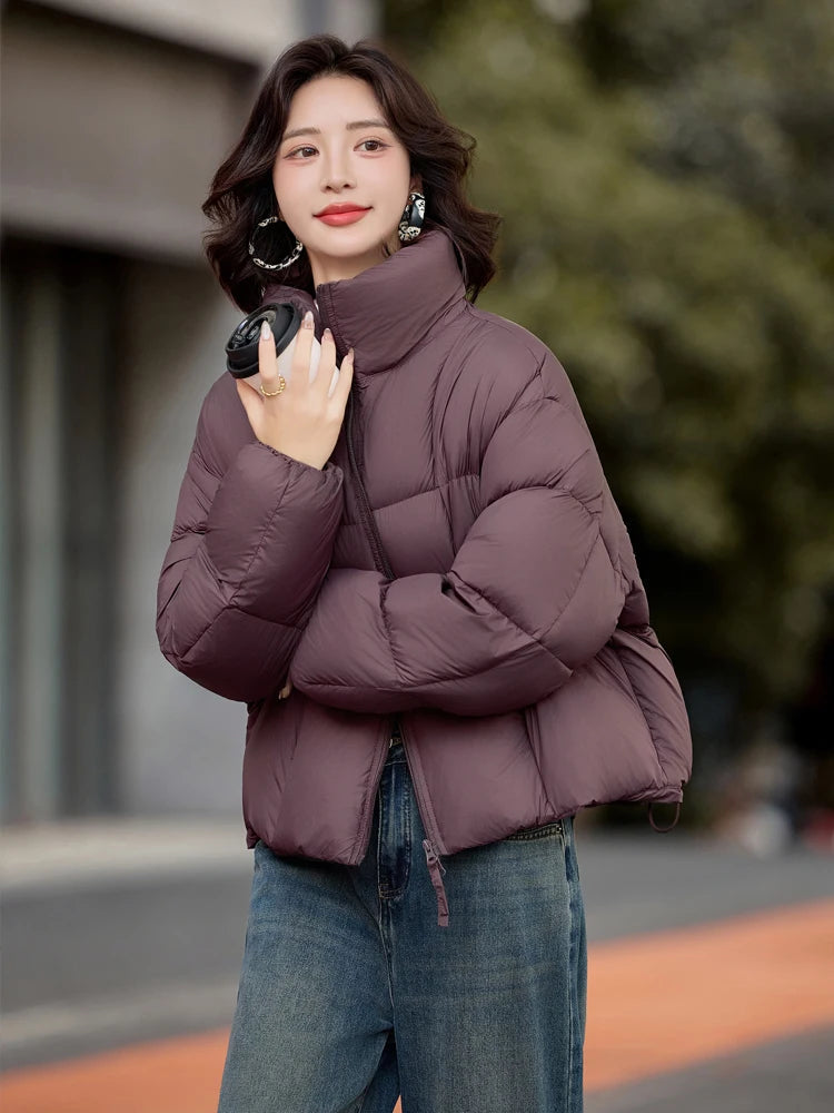Short puffer jacket for women Winter Oversize Luxury High-neck long sleeve down jacket warm Thick 2026 New outwear INKEO DJ627 ATFH