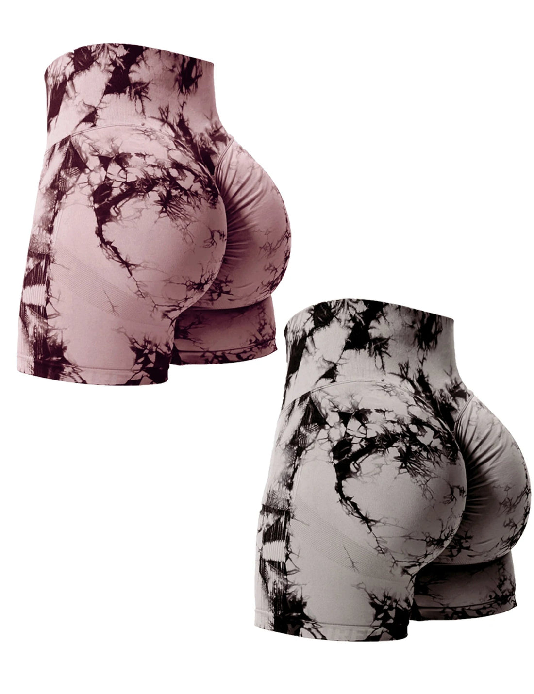 2PCS Tie Dye Butt Lifting Sexy Gym Shorts Woman Skinny Stretch High Waist Sport Shorts Casual Seamless Tahsi Fashion House