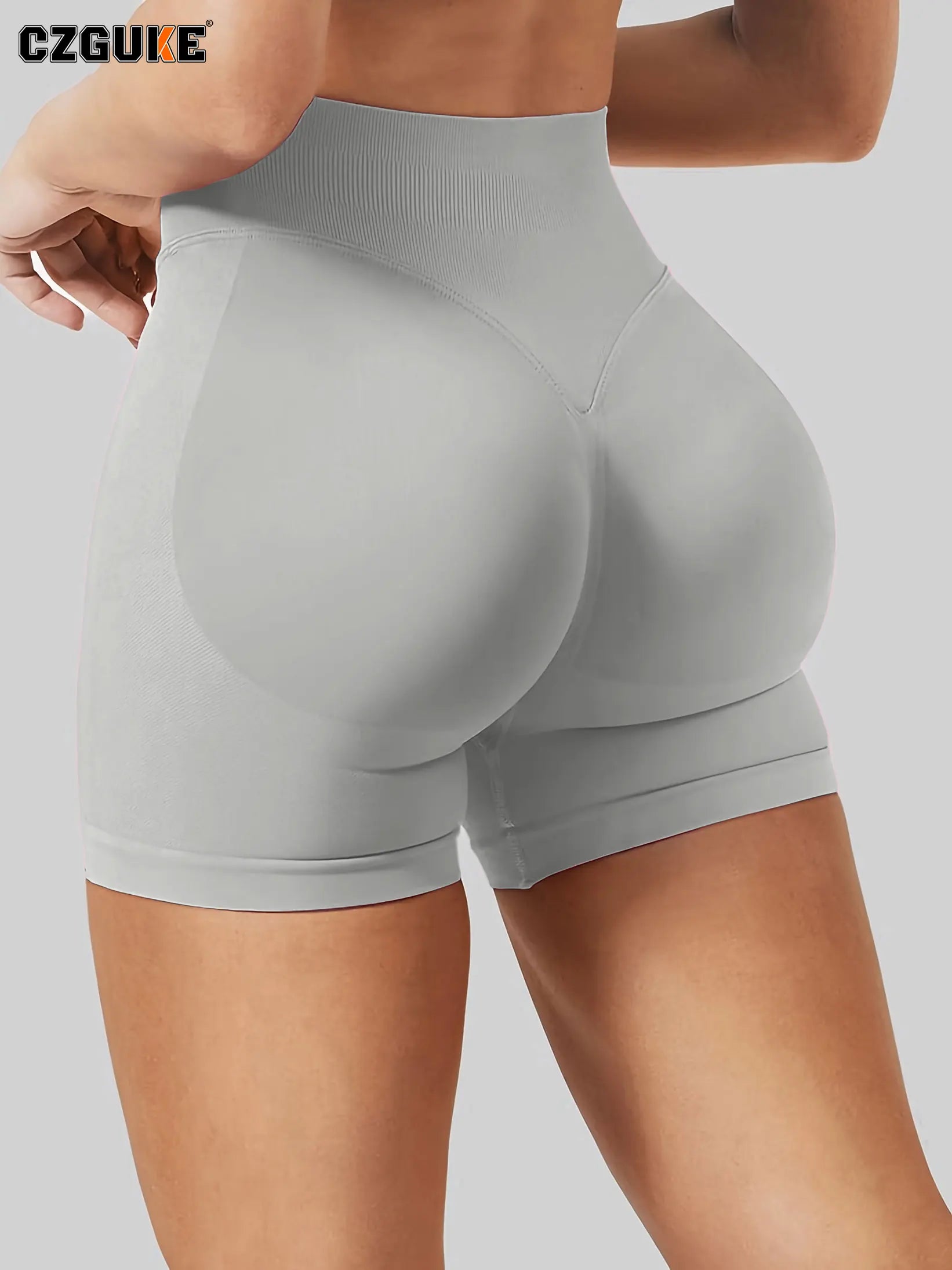 CZGUKE-Women High Waist Yoga Shorts Scrunch Butt Lifting Sports Shorts Seamless Gym Workout Short Pants For Fitness Running