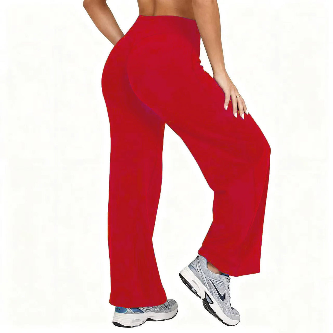Women Plus Size Yoga Wide-leg Pants High Waist Stretchy Solid Color Leggings Running Pilates Sports Fashion Straight-Leg Pants ATFH