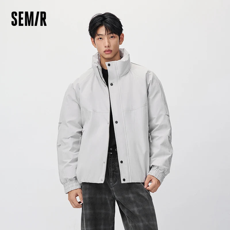 Semir Men Down Jacket 80 Percent Down Fill Raglan Sleeve Stand Collar Oversized Fit Modern Style 2026 New Winter Daily Wear