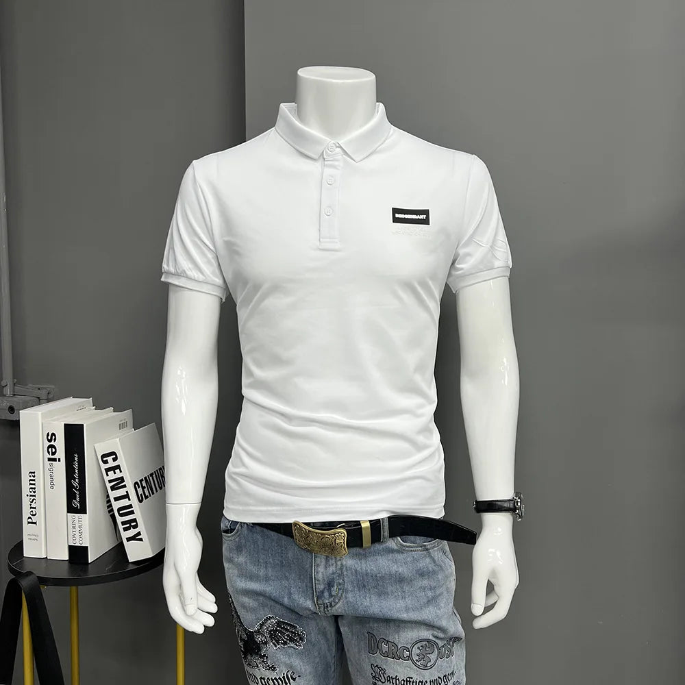 Men's Polo T-shirt Short Sleeved  Lapel Collar Tops Causal Daily Wear Lapel Collar Male Tees Summer New Trend Slim Man Cloting