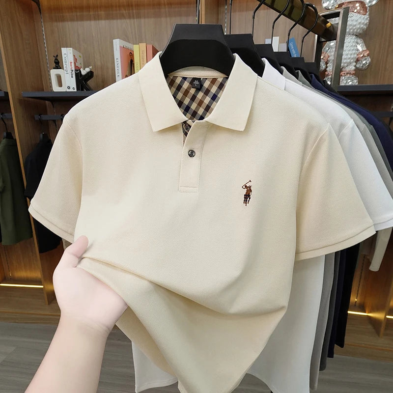 2026 New High End Men's Polo Top Summer Men's Style Fashionable and Comfortable Collar Breathable Top Trendy