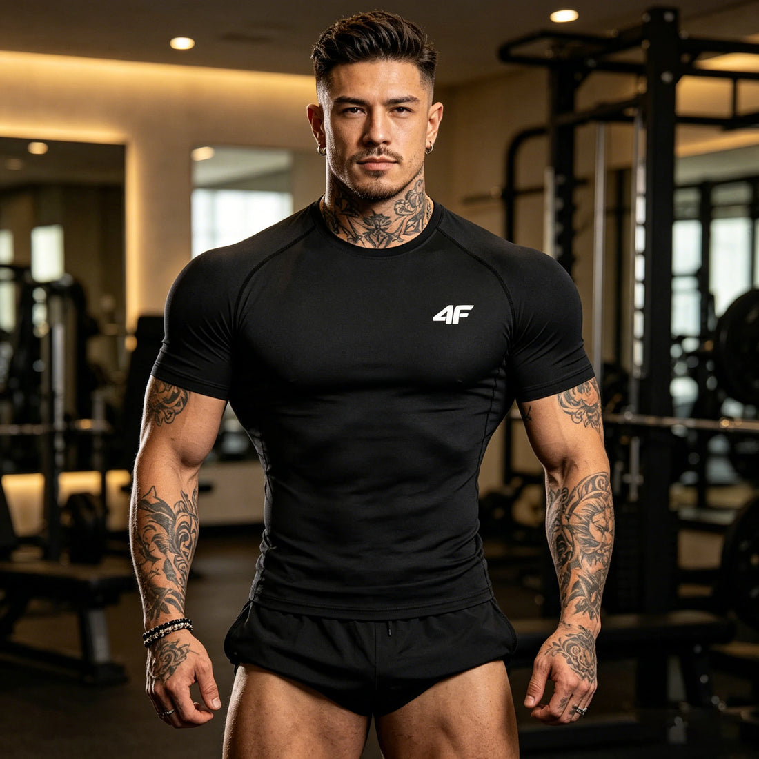 4F men's compression T-shirt fitness sports running T-shirt Rashgard top T-shirt quick drying short sleeved T-shirtS-3XL