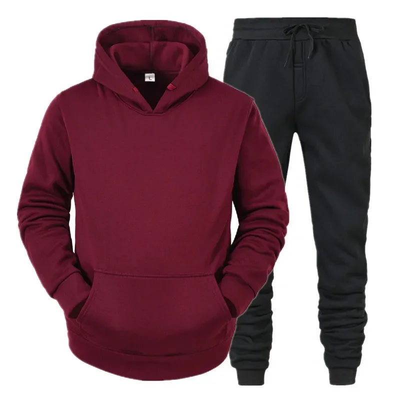 Basic Men/Women 2Pcs/Sets Sweatshirt Hoodies Pants 2024 Male Gyms Fitness Tops Joggers Sportswear Tracksuits ATFH
