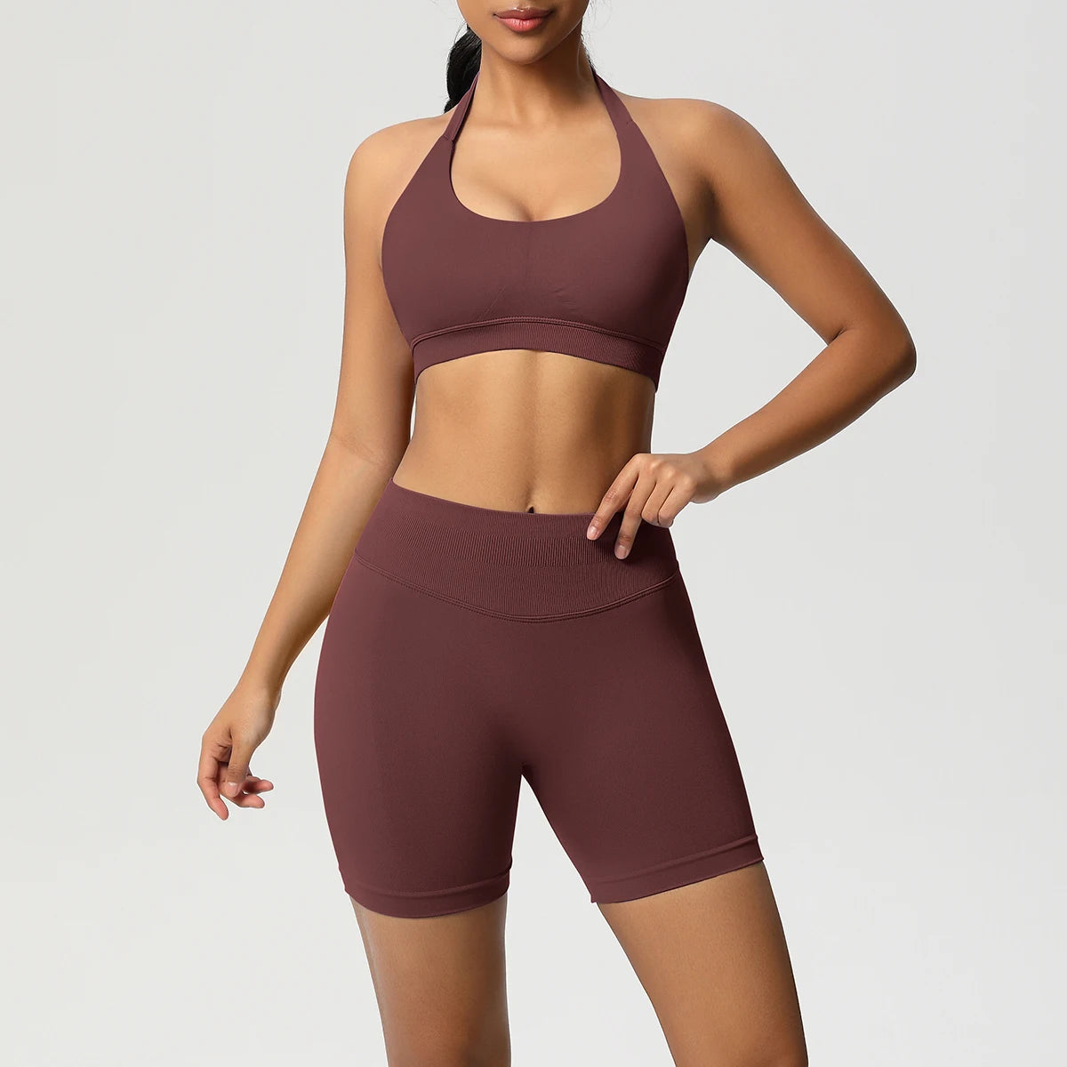 2PCS Sportswear Woman Sports Yoga Set Gym Clothes Yoga Suits For Women Tracksuits Sports Shorts Crossover Bra Gym Leggings - ATFH