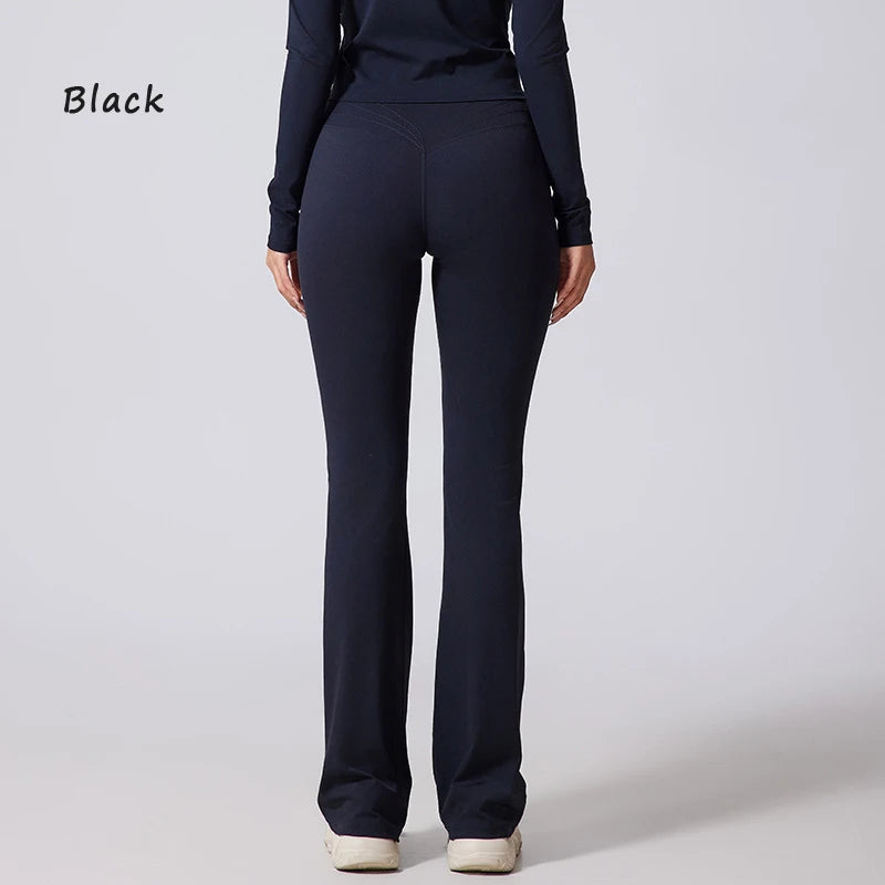 DIAS FIT JOY Women's Hip lifting flared pants high waisted yoga fitness pants sports micro flared yoga pants wide leg pants ATFH