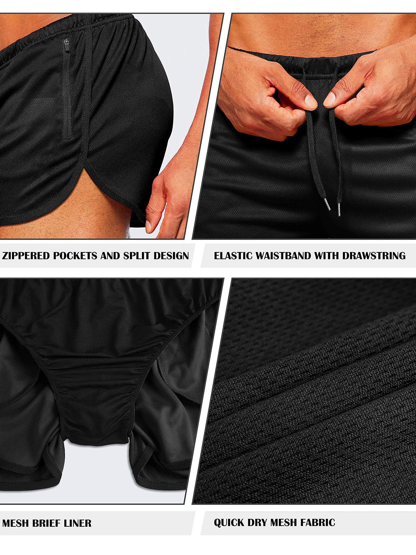 Men's new beach shorts running shorts 3-inch quick drying fitness running fashionable fitness shorts