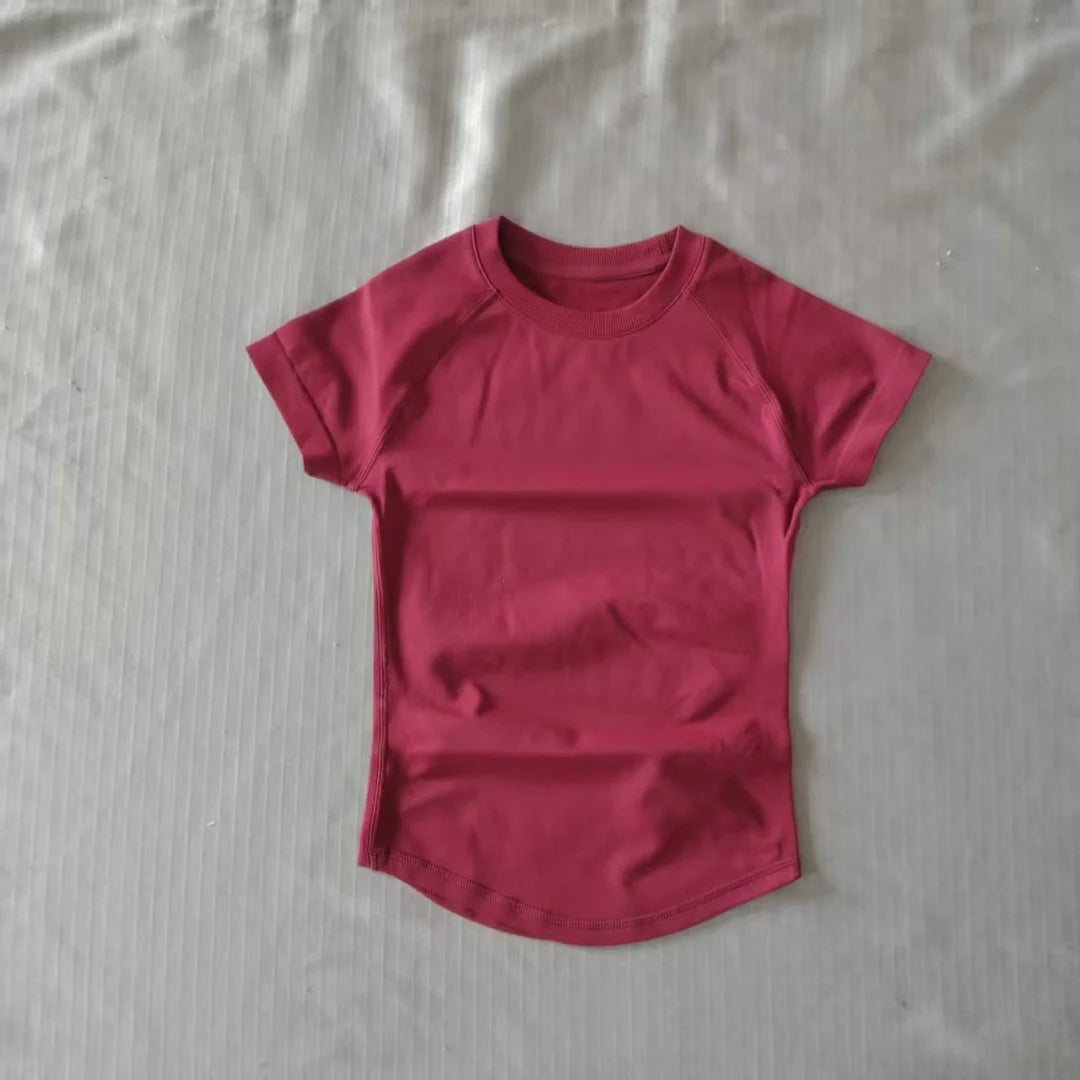 Impact L0g0DF Short Sleeve Top Women Running Sports T Shirt Summer Short Sleeve Round Neck Breathable Stretchy Gym Yoga Fitness - ATFH