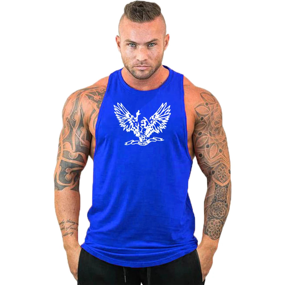 2023 New Cotton Workout Gym Tank Top Mens Muscle Sleeveless Sportswear Shirt Stringer Fashion Bodybuilding Singlets Fitness Vest