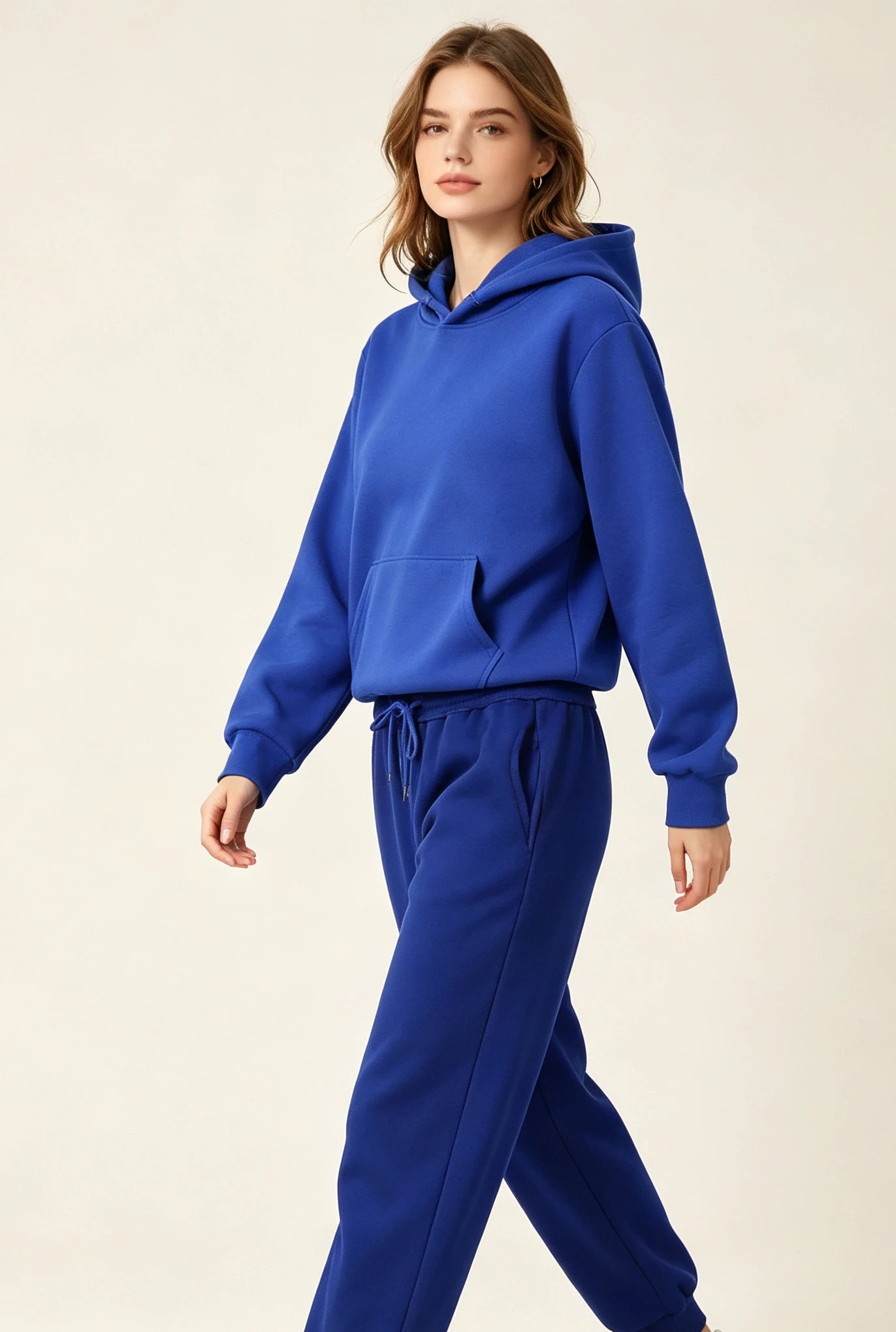 Autumn and Winter Casual Sports Hoodie Set Solid Color Women's Fashion Loose Hoodie Women's Pullover Pants Set