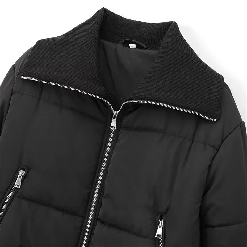 Women Casual Solid Black Jacket Coat Thickened Warm Winter Coat Female Elegant Lady Long Sleeve Fashion Tops Outwear Streetwear