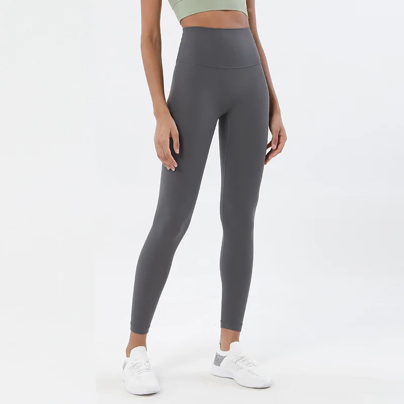 SOISOU Nylon Yoga Gym Leggings Women Girl Fitness Soft Tights High Waist Elastic Breathable No T Line Sports Pants 50 Colors ATFH